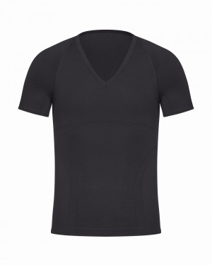 Spanx Ultra Sculpt Seamless V-Neck T-shirt Svarta | 478269SXY