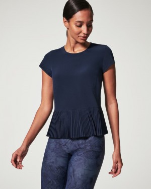 Spanx Yes, Pleats! T-shirt Marinblå | 541869HDY